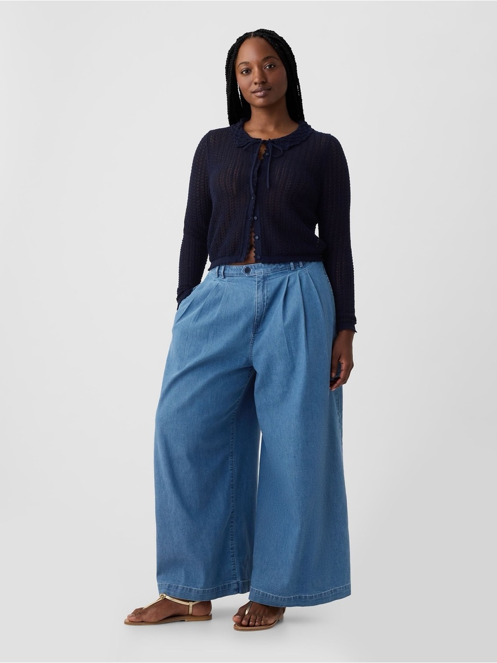 Gap Blue DÔEN High Waisted Wide Leg Denim Trousers